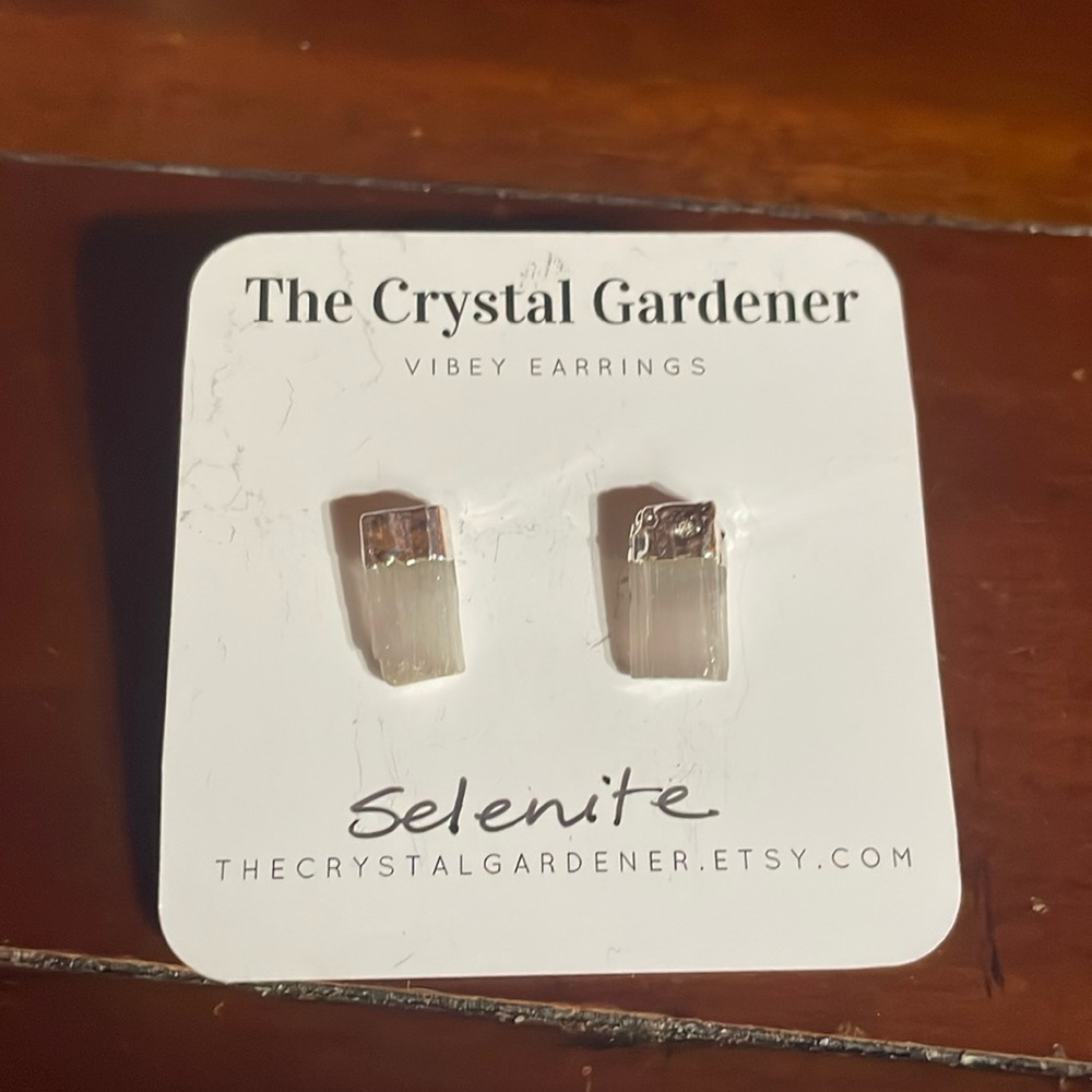 Selenite Silver over Copper Electroform Stud Earrings, New